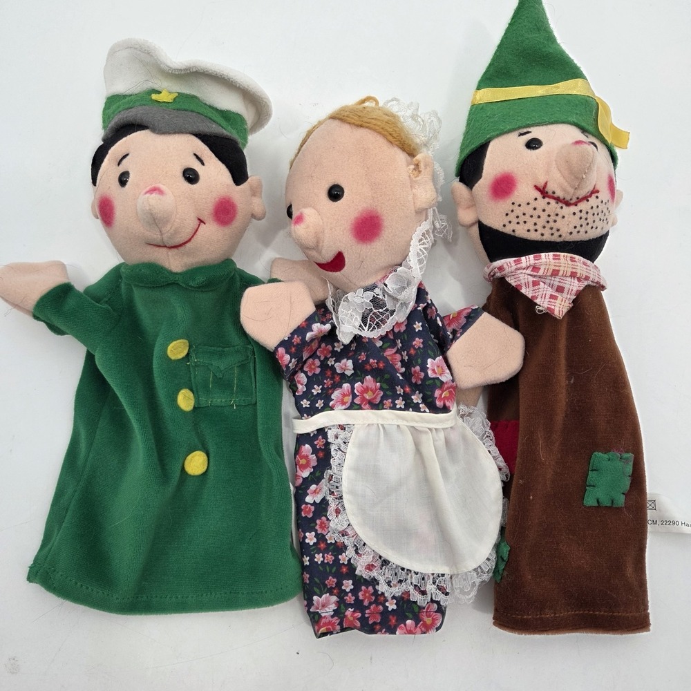 Vintage Hamburg Hand Puppets from Germany Set of 3 People Kasperle Cute